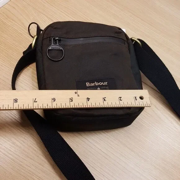 BARBOUR Mens Field Wax Crossbody Bag Olive Black